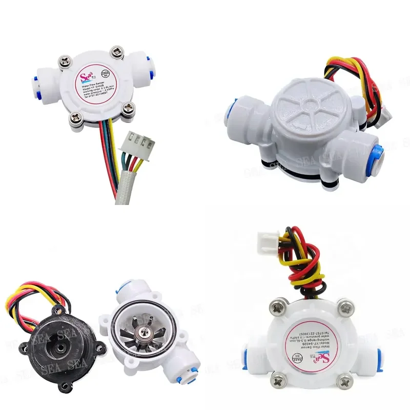 SEA Dijiang S402B Water Flow Sensor 1/4 Quick Connect POM Flowmeter 0.3-6L/min with 50K NTC for Purifier Coffee Machines