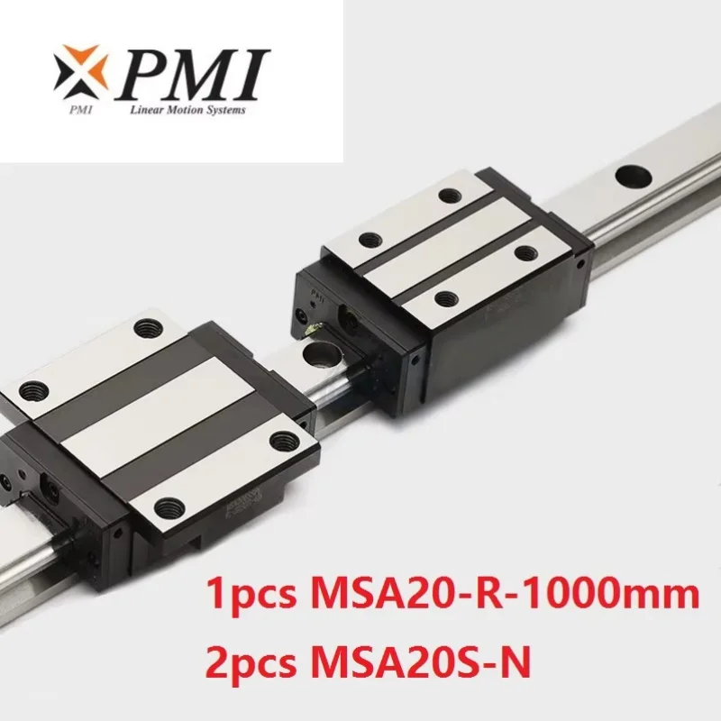 1pcs Taiwan PMI MSA20 -R 1000mm linear guide rail + 2pcs MSA20S -N Block Carriage for CO2 laser machine CNC router MSA20SSSFCN