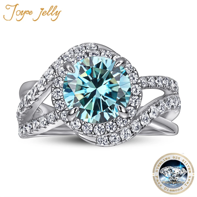 Joycejelly  Moissanite Diamond Ring 925 Silver Engagement Ring Classic Round Women's Wedding Gift Size 2 Carat finger jewerly