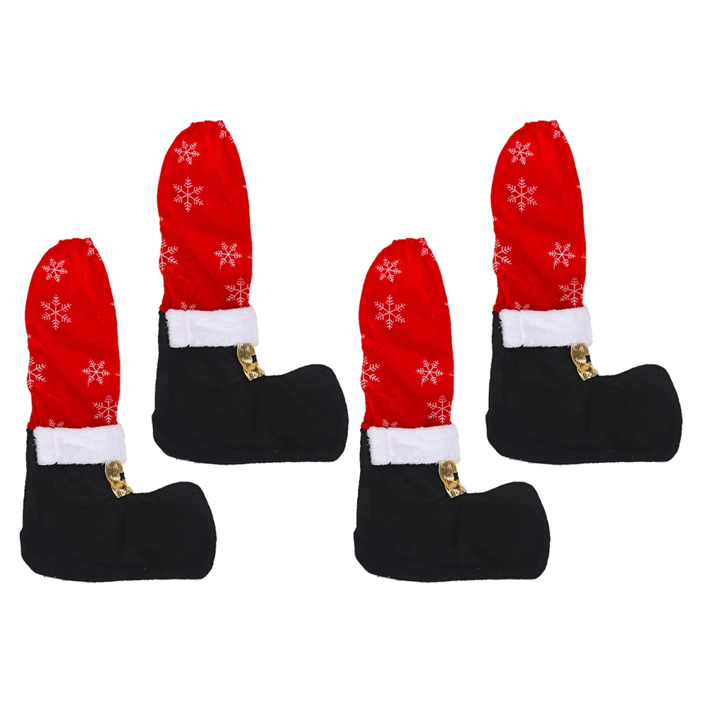 

4pcs Christmas Chair Leg Covers Fabric Furniture Protectors Anti-Slip Noise Reduction Floor Scratches Decorative Home Party