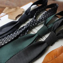 8CM Formal Green Silk Necktie Men Cool Black Polka Dot Striped Neck Ties Gentleman Handmade Business Cravat Tuxedo Accessories