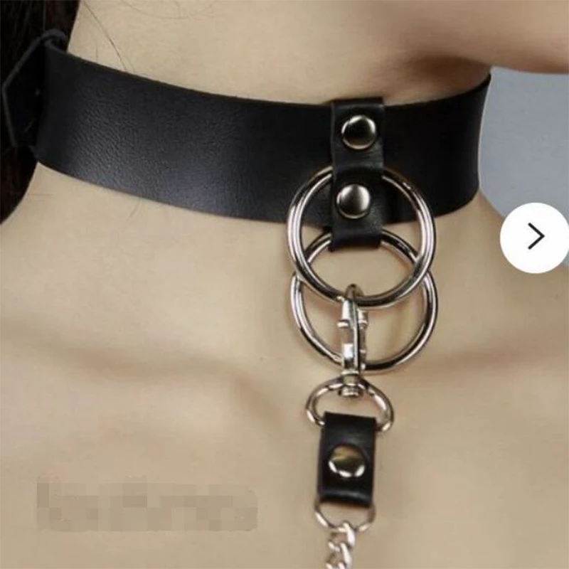 Punk สีดำหนัง Chain Leash เข็มขัดไนท์คลับปาร์ตี้ Rave เซ็กซี่ Goth เครื่องประดับชุดเทศกาลอุปกรณ์เสริมสำหรับผู้หญิงและสาว