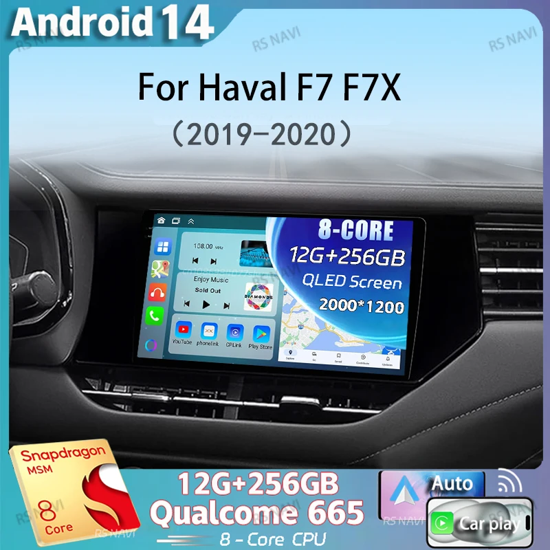 Android 14 Carplay Auto Car Radio For Haval F7 F7X 2019-2020 Multimedia Video Player Navigation GPS 8-Core WiFi+4G DSP Stereo BT