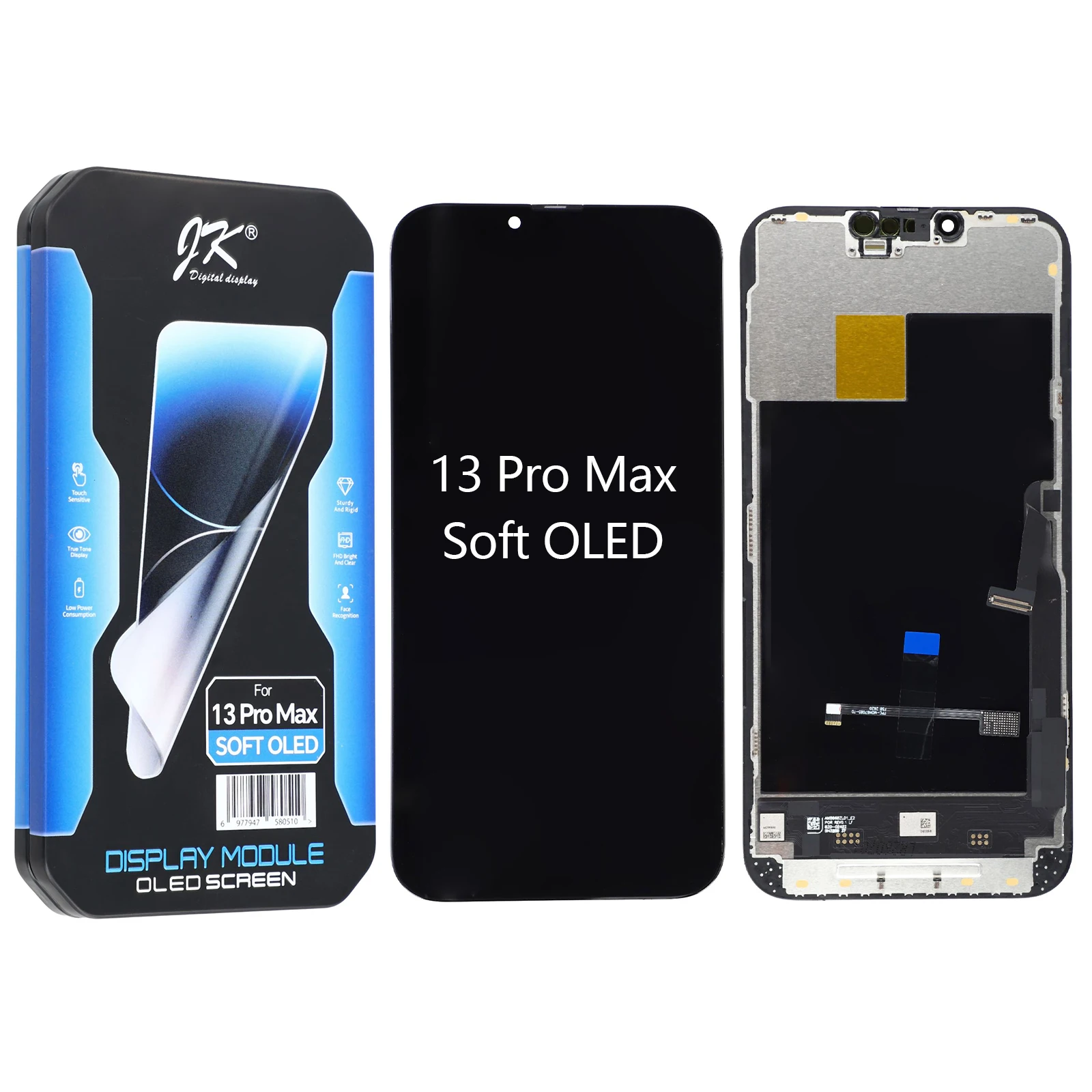 For iPhone 13 Pro Max Grade C JK Soft OLED Screen and Digitizer Assembly Replacement Part (without Logo)