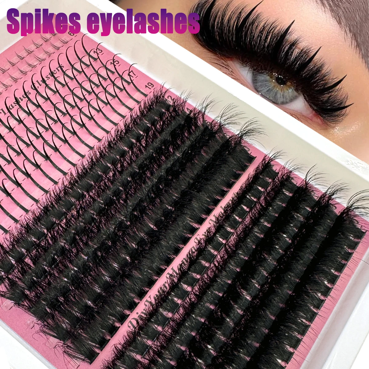 16Rows False Eyelashes Clusters Spikes&Bottom Lashes DIY Manga Cluster Eyelash Extensions Waterproof Individual Lashes Clusters