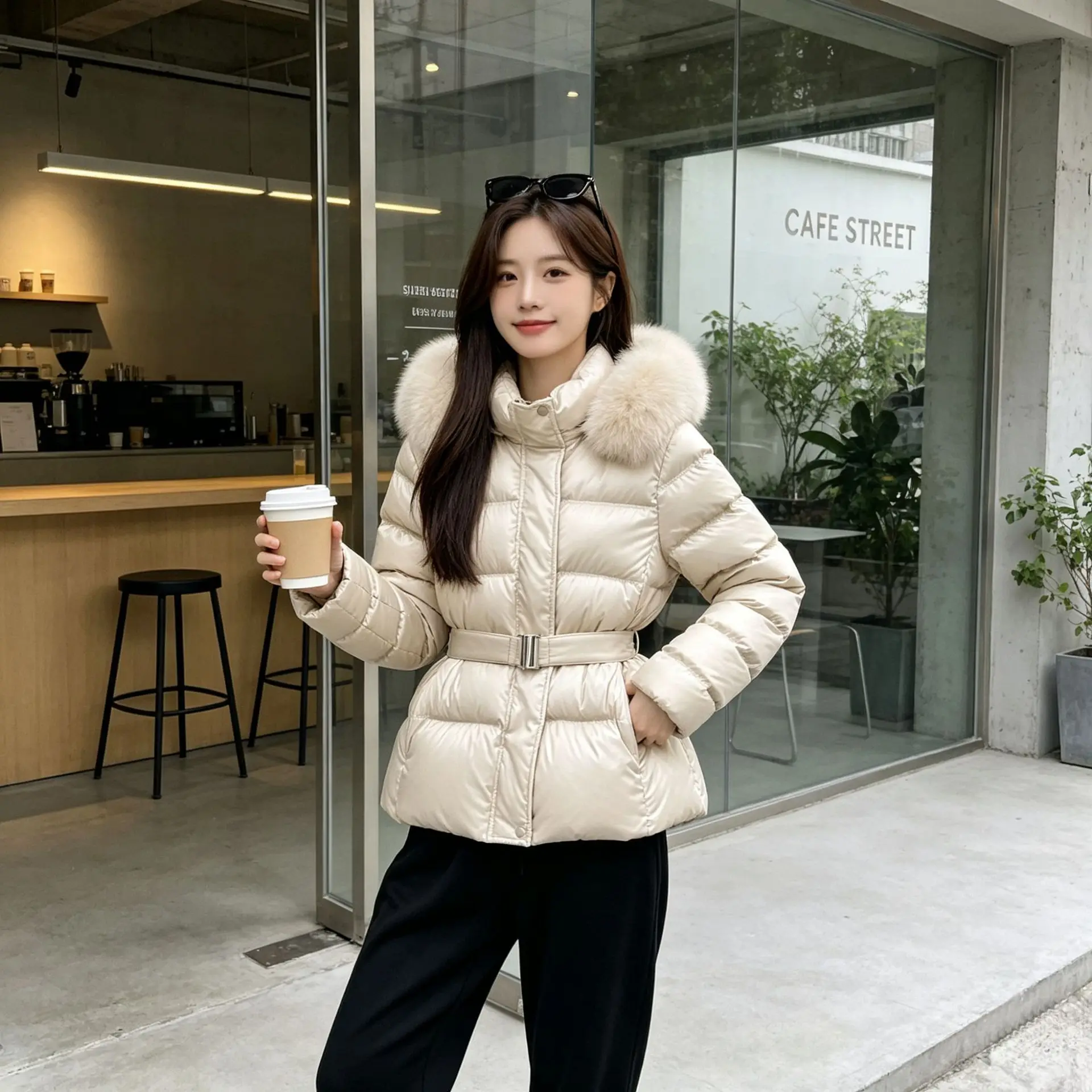 Women Parkas Korean Chic Winter Coat Retro Big Fur Collar Removable Lace-up Warm Hooded Cotton Padded Jacket Female Outerwear