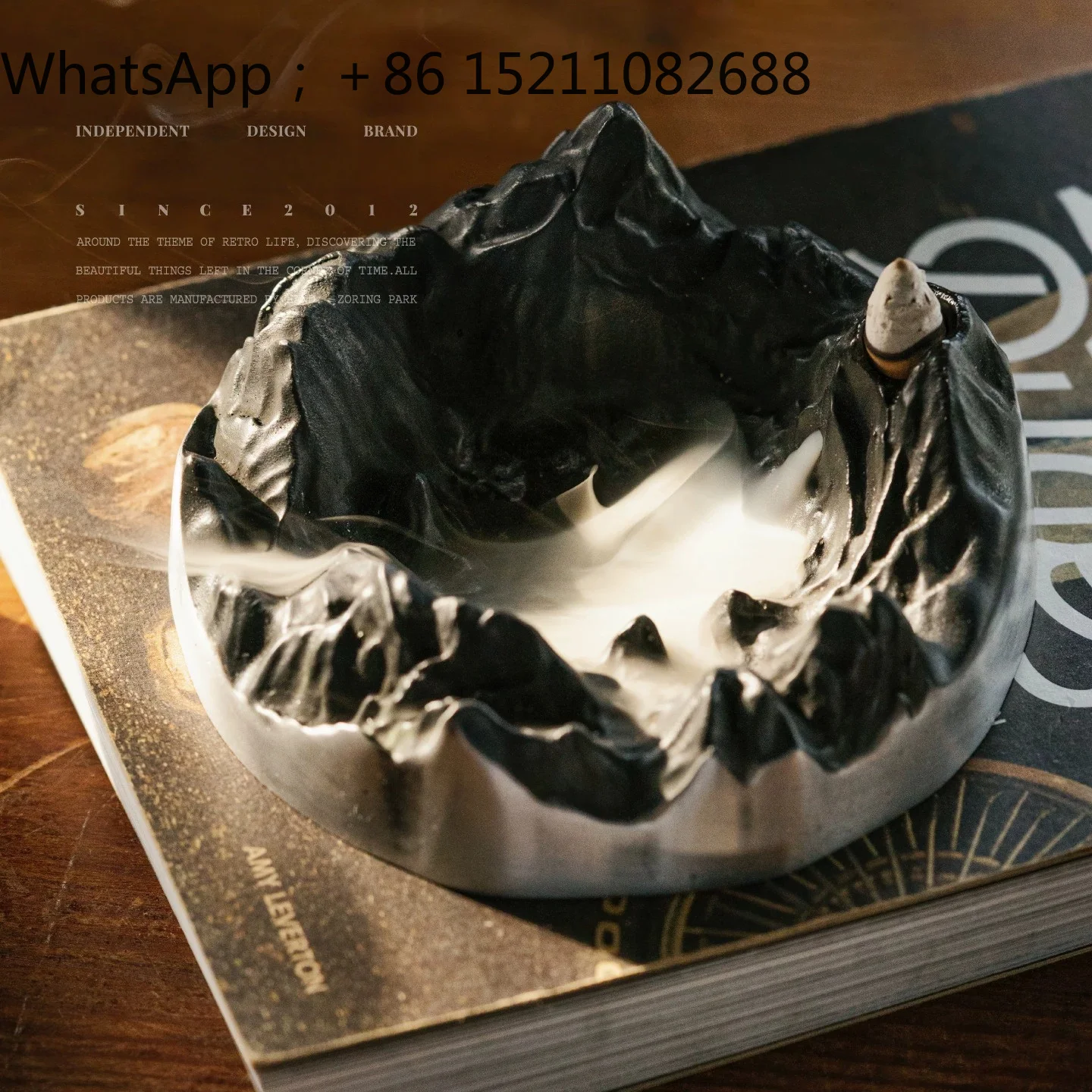 LLY volcanic cast aluminum ashtray, backflow incense burner, multi-functional desktop ash storage, home decoration ornament
