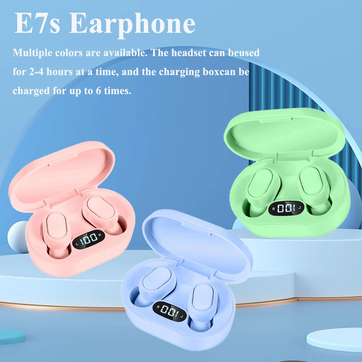 E7s Headset Bluetooth TWS tanpa kabel, Headset olahraga Stereo in Ear dengan mikrofon