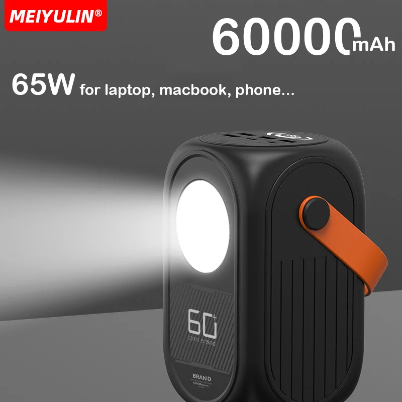 Large Capacity 60000mAh 65W Power Bank Station Portable Fast Charging PD USB C External Spare Battery For Laptop iPhone Xiaomi