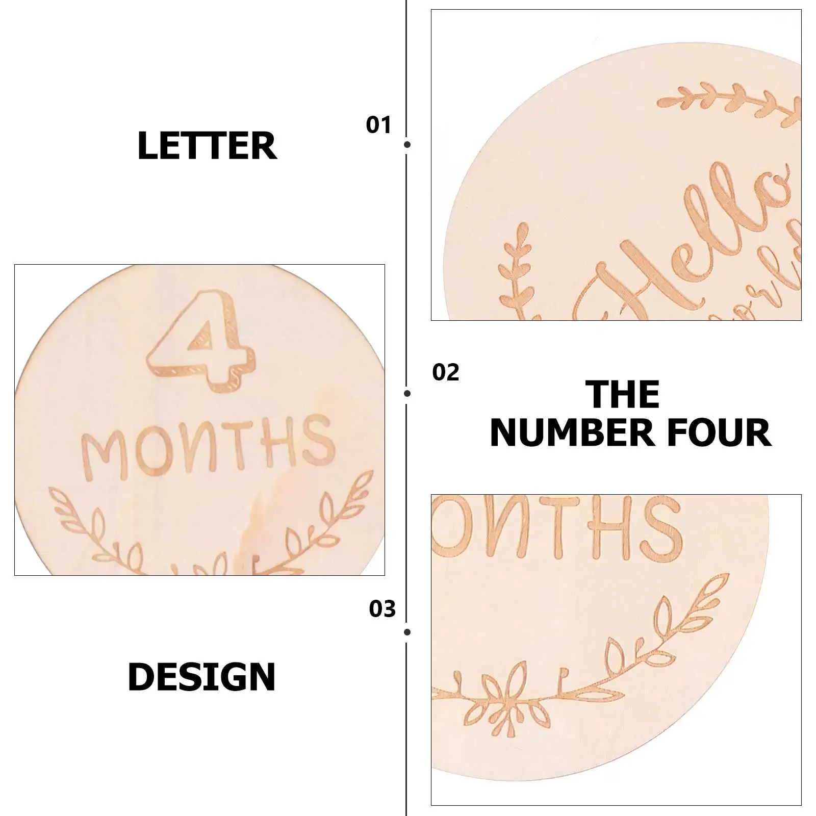 

14pcs Baby Month Cards Wooden Monthly Milestone Decorative Newborn Supplies Photography Props Safe Environmental Friendly Baby