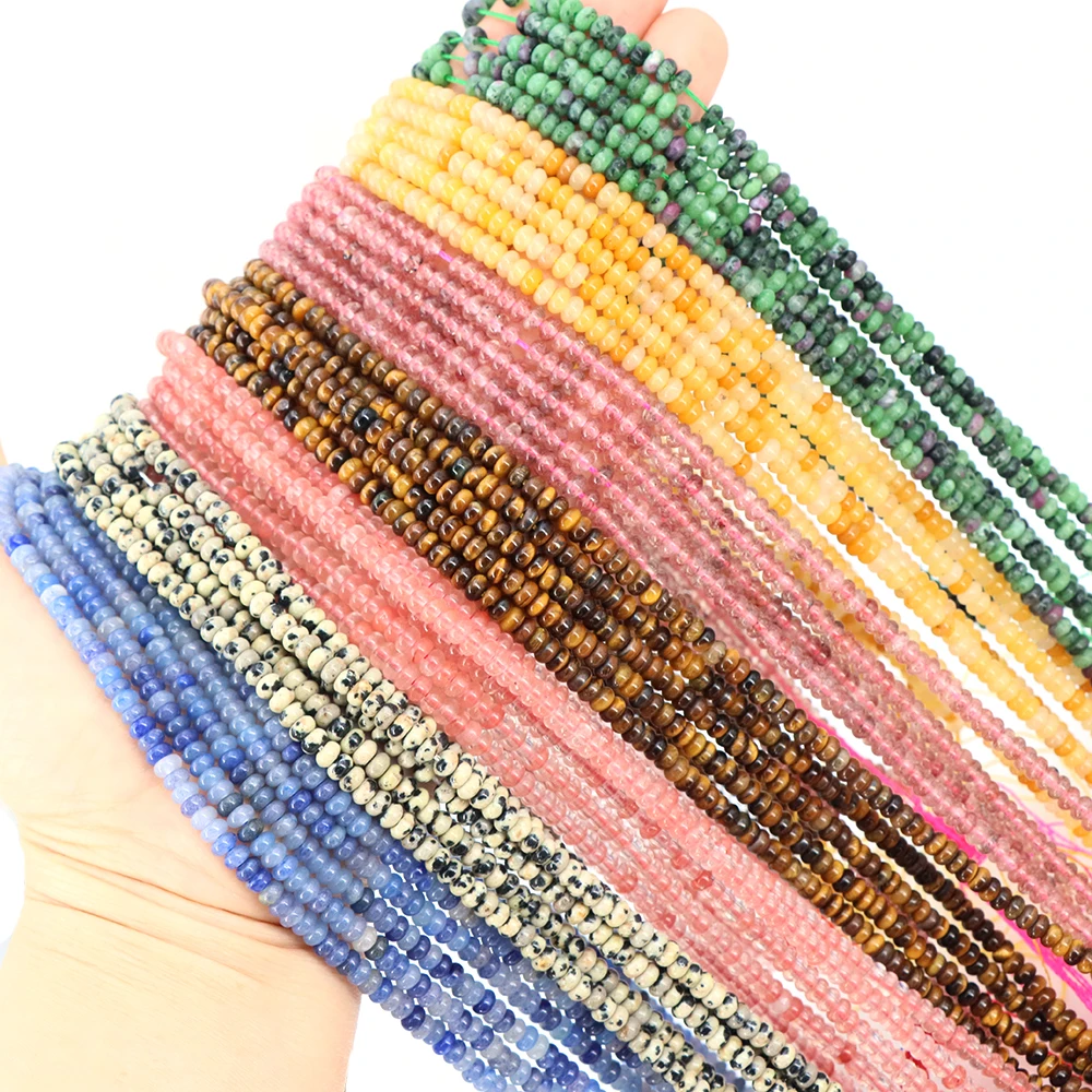 4x2mm Rondelle Beads Natural Stone African Turquoise India Agate Flat Disc Abacus Beads for Jewelry Making Bracelets Accessory