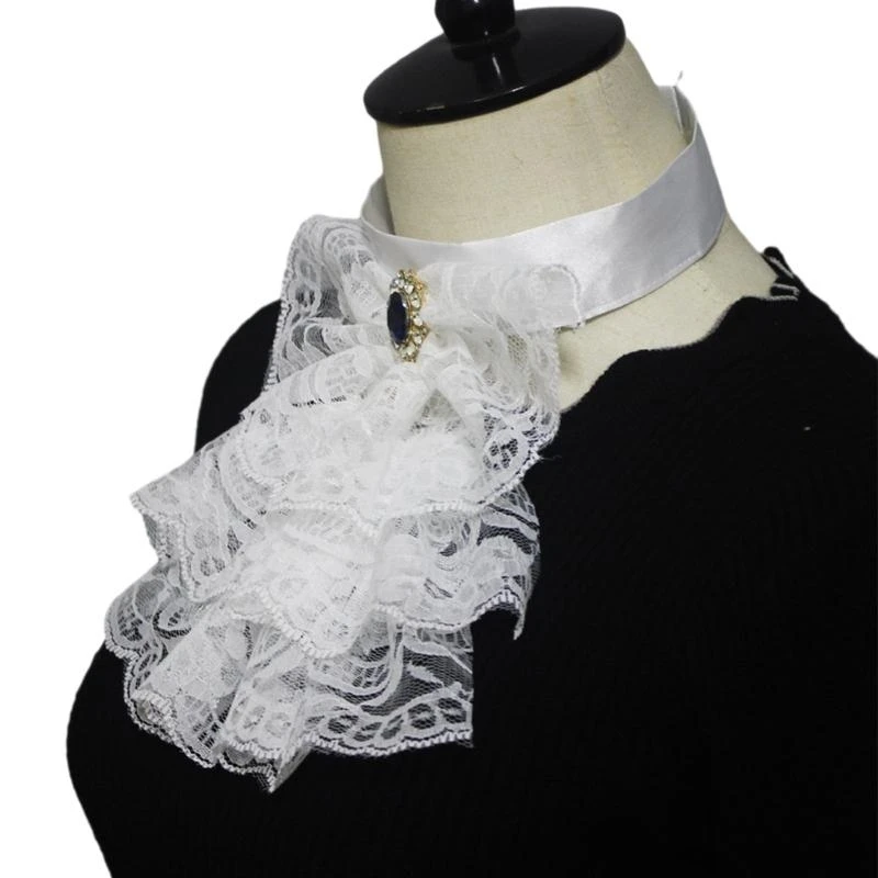 5asd Victorian Neck Collar Cosplay Aksesori Vampir Punk Ruffled Lace Collar
