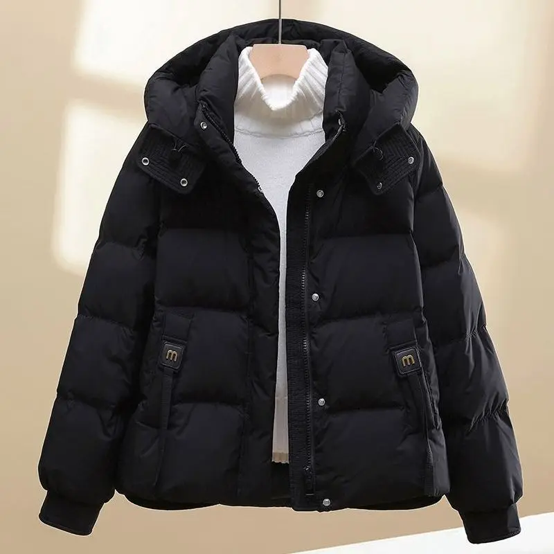 

Women's ort Cotton Jaet Loose Fit Thi Warm Winter Coat Korean Sle Insulated Hooded Cotton Outerwear Casual Faion