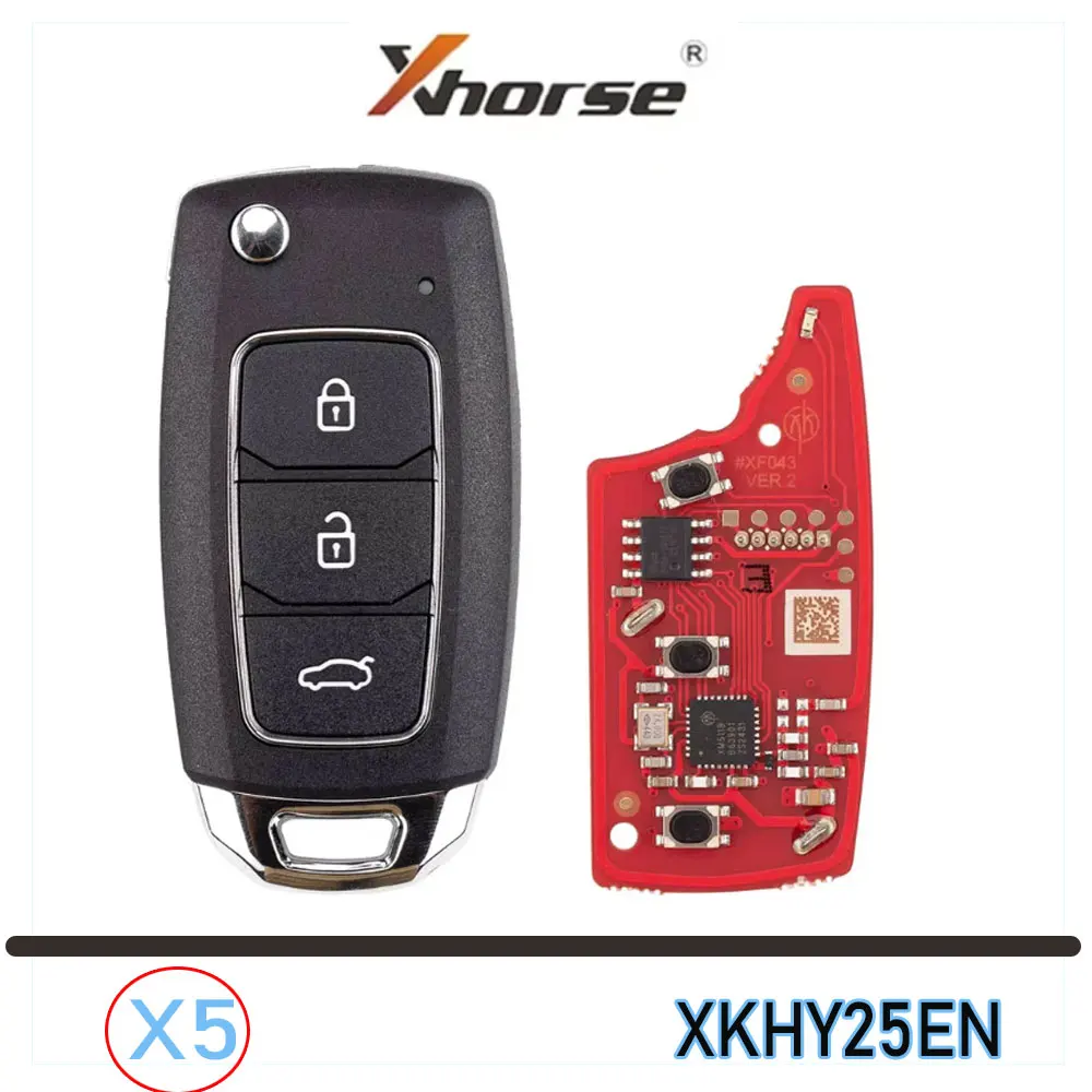 

5pcs Xhorse XKHY25EN Wired Remote Key Fob 3 Buttons for Hyundai Car Remote Key for VVDI Key Tool English Version