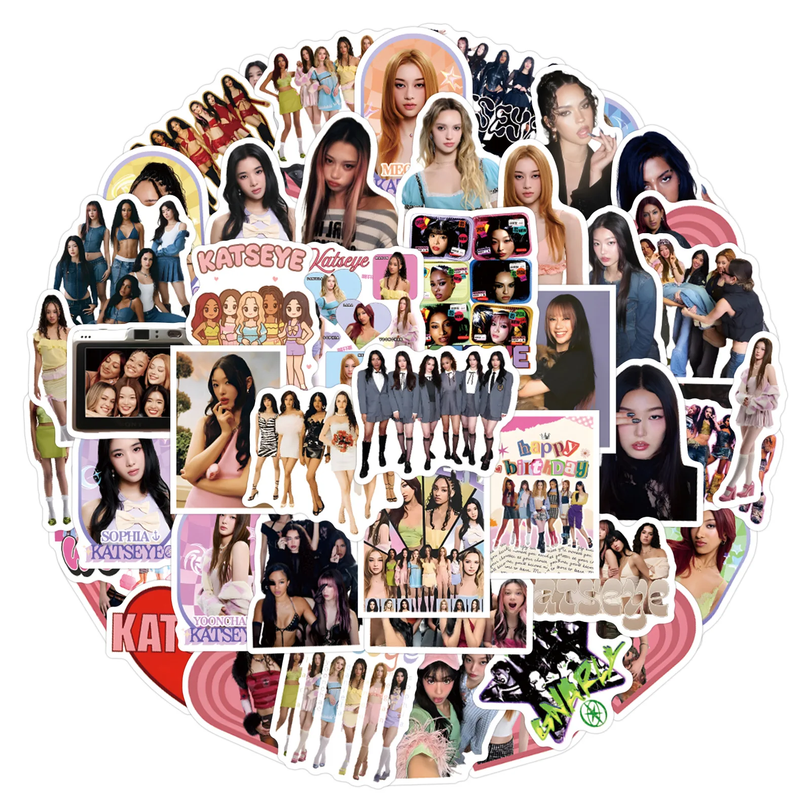 

60/120PCS New Katseye Kpop Girl Group Graffiti Stickers Decoration Luggage Phone Guitar Scraphbook Waterproof Sticker Kid Toy