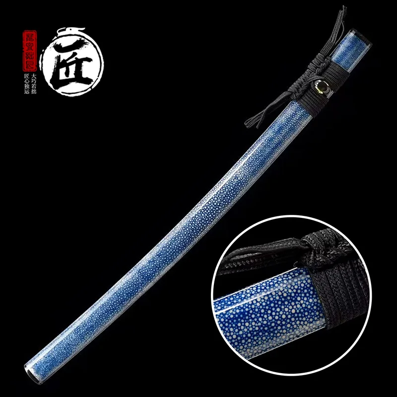 Vintage Rayskin Texture Saya Scabbard 76CM Traditional Japanese Katana Sword Replacement Sheath Craft Accessory