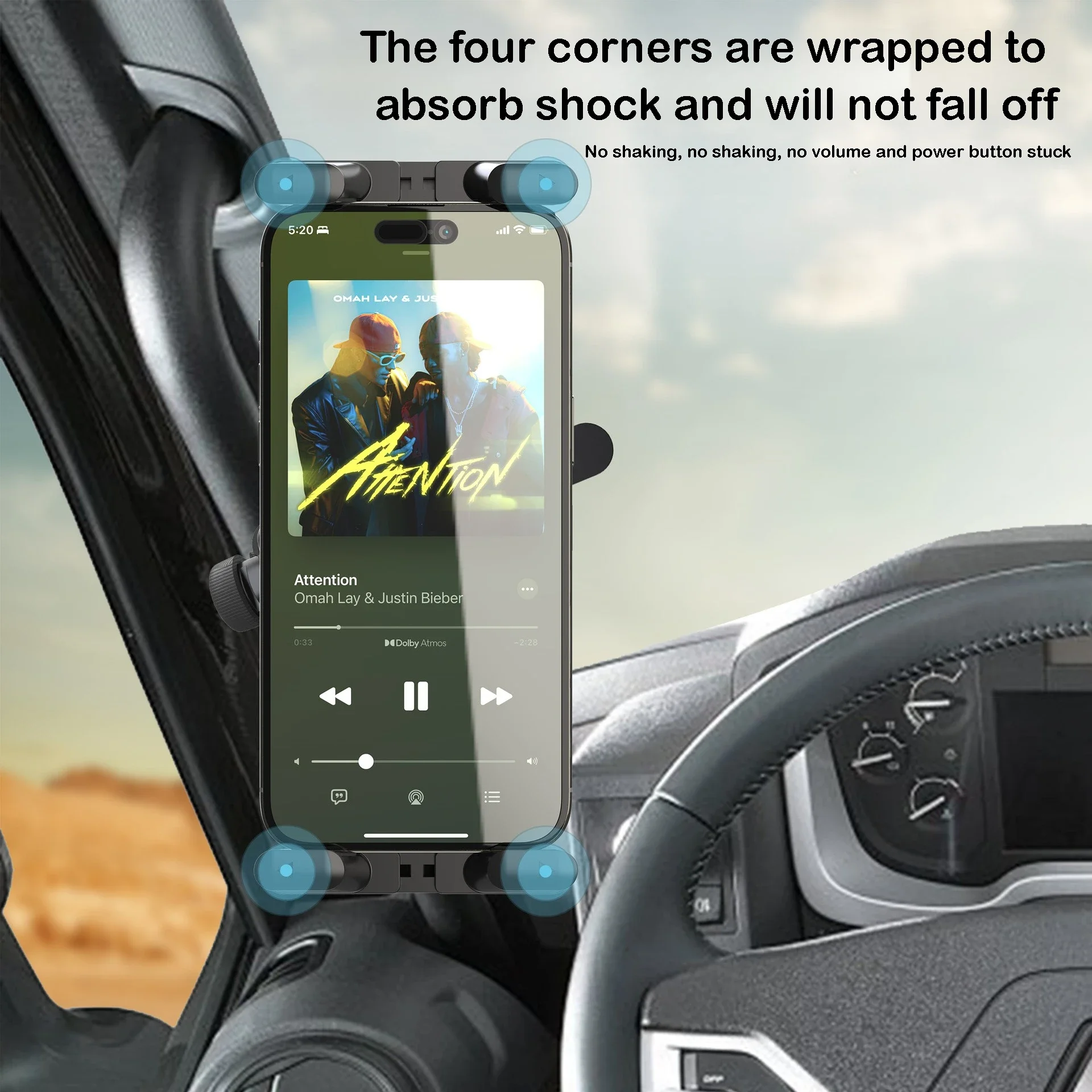 GEFENSI Car Phone Holder On The Loader Handrail, Cell Phone Stand For Truck Excavator Forklift Loading Vehicle Earthquake Preven