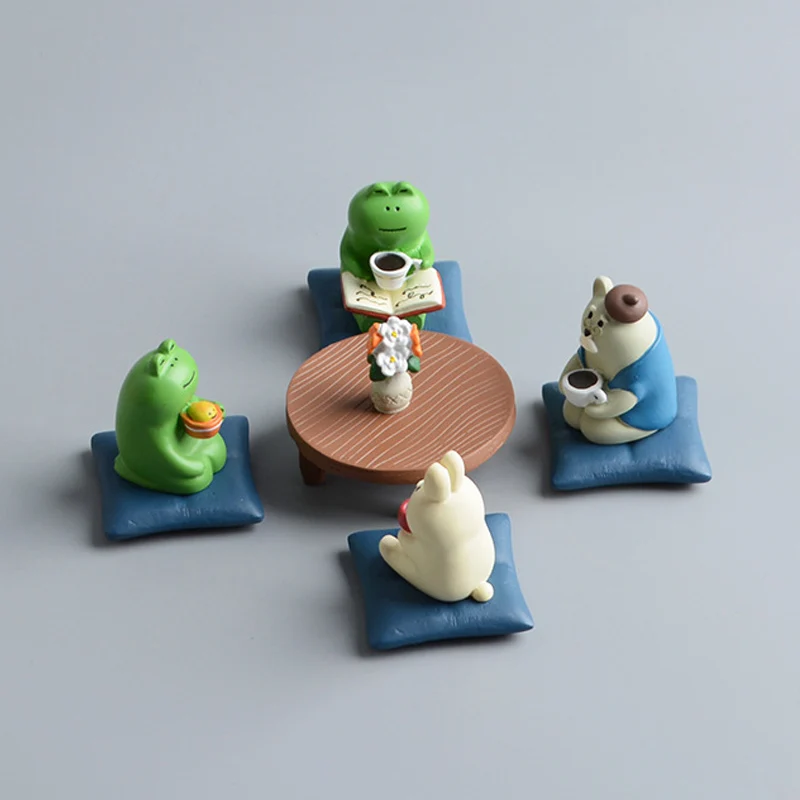 ZAKKA Japanese Grocery Micro Scene Decoration Resin Animals Frog Rabbit Figurines Table Chair Photography Props DIY Home Crafts