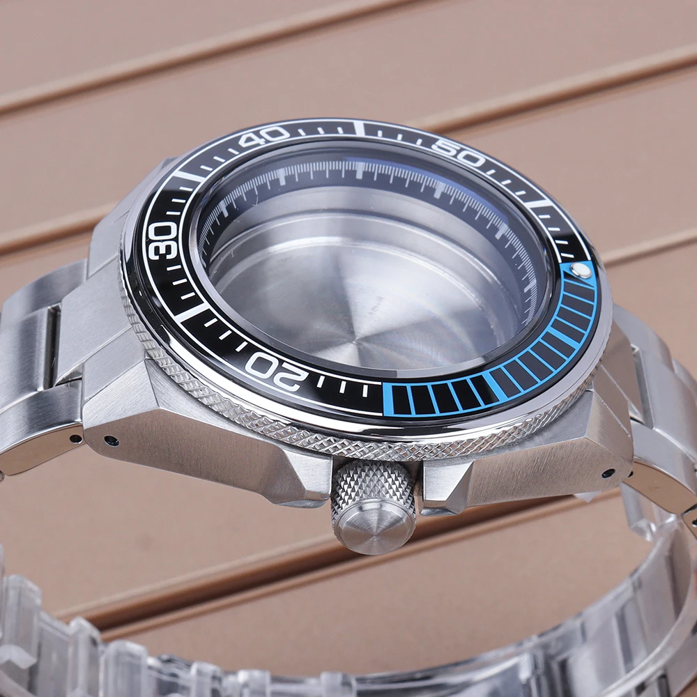 

20ATM Diving 43.8mm Watch Case Solid Steel Bracelet Sapphire Glass For Mod Samurai NH35 NH36 NH38/34 28.5mmDial Mechanical Parts