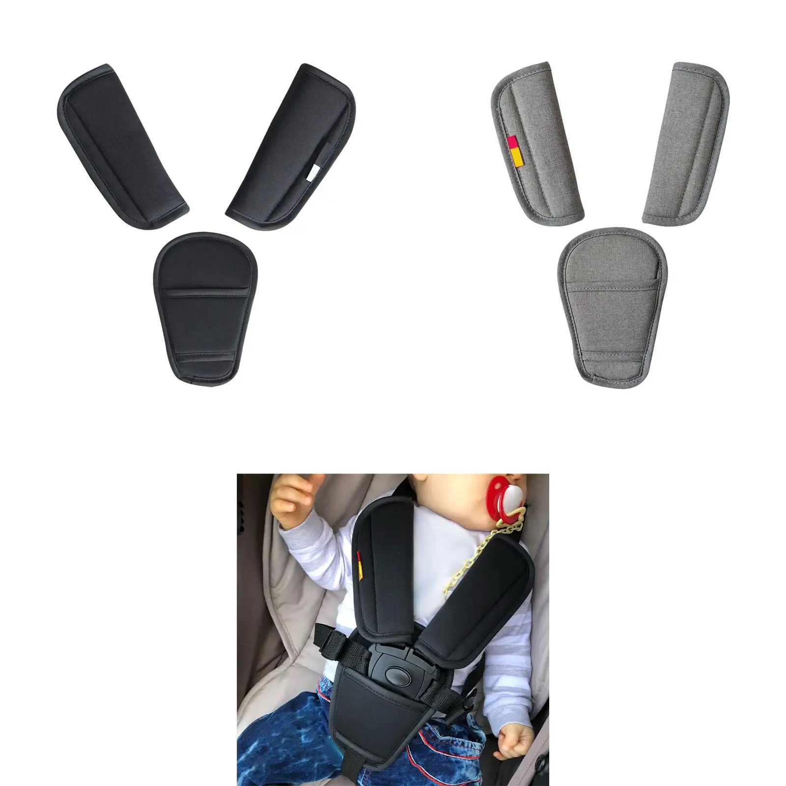 Funda de hombro para cochecito de bebé, cojín de cinturón, fundas ajustables, Protector de hombro, fundas de correa para asiento de niños, bebé