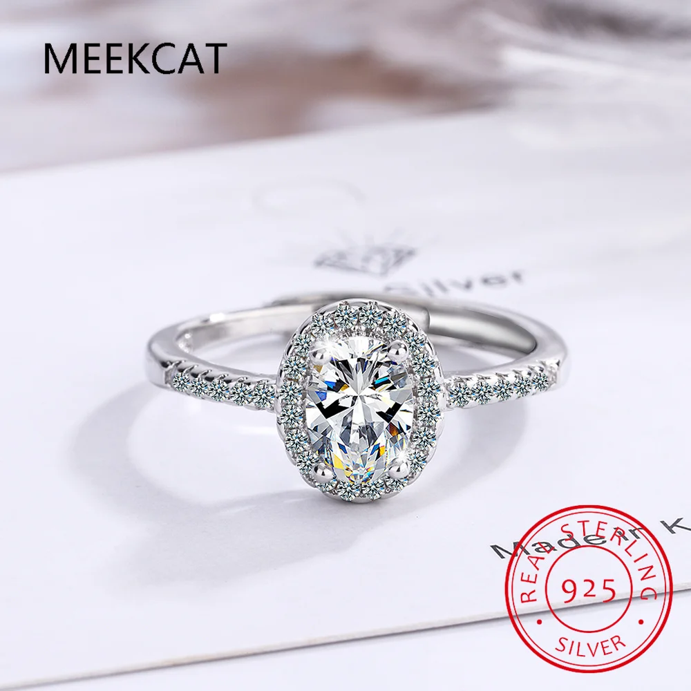 Oval Cut 1CT 2CT 3CT D Color Moissanite Rings for Women Lab Diamond Wedding Promise Band S925 Sterling Silver Jewelry