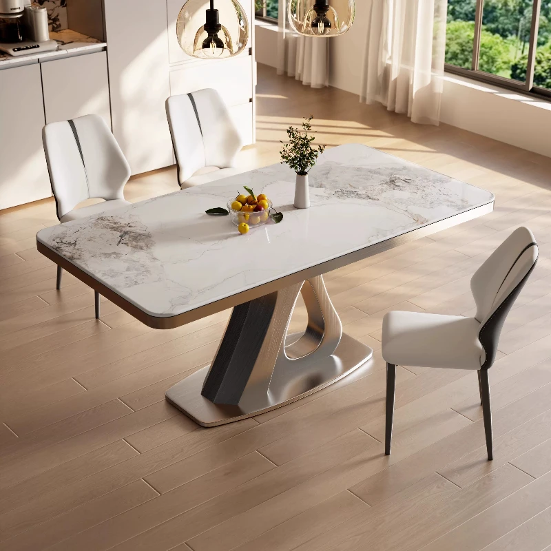 Dining Table Modern Simple Italian Light Luxury Sintered Stone Rectangular Dinner Table Household Apartment Dining Room Table
