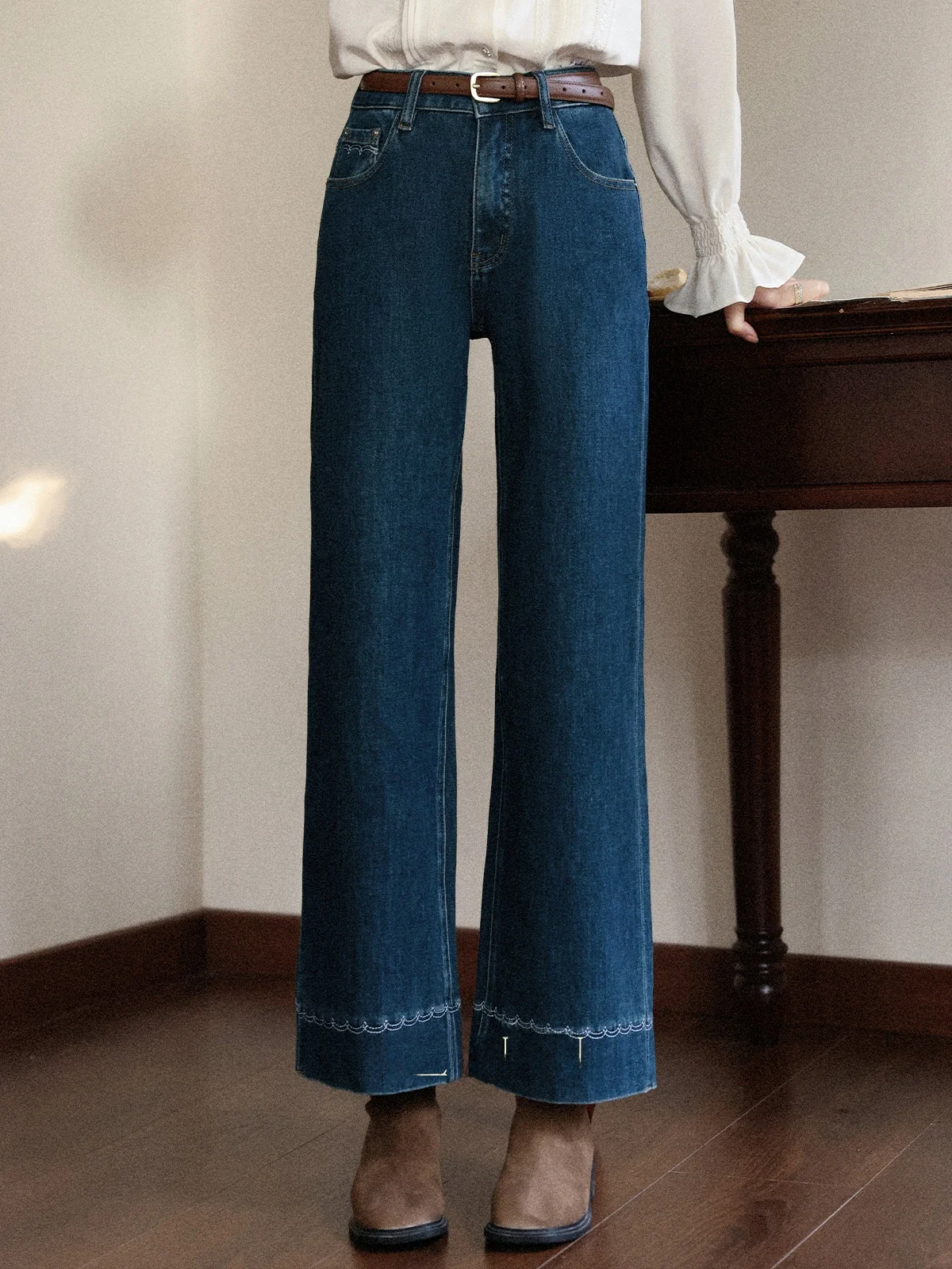 

Джинсы South Deer Denim Diary, винтажные синие, прямого кроя, женские, новинка ранней осени, длинные брюки с завышенной талией, повседневные