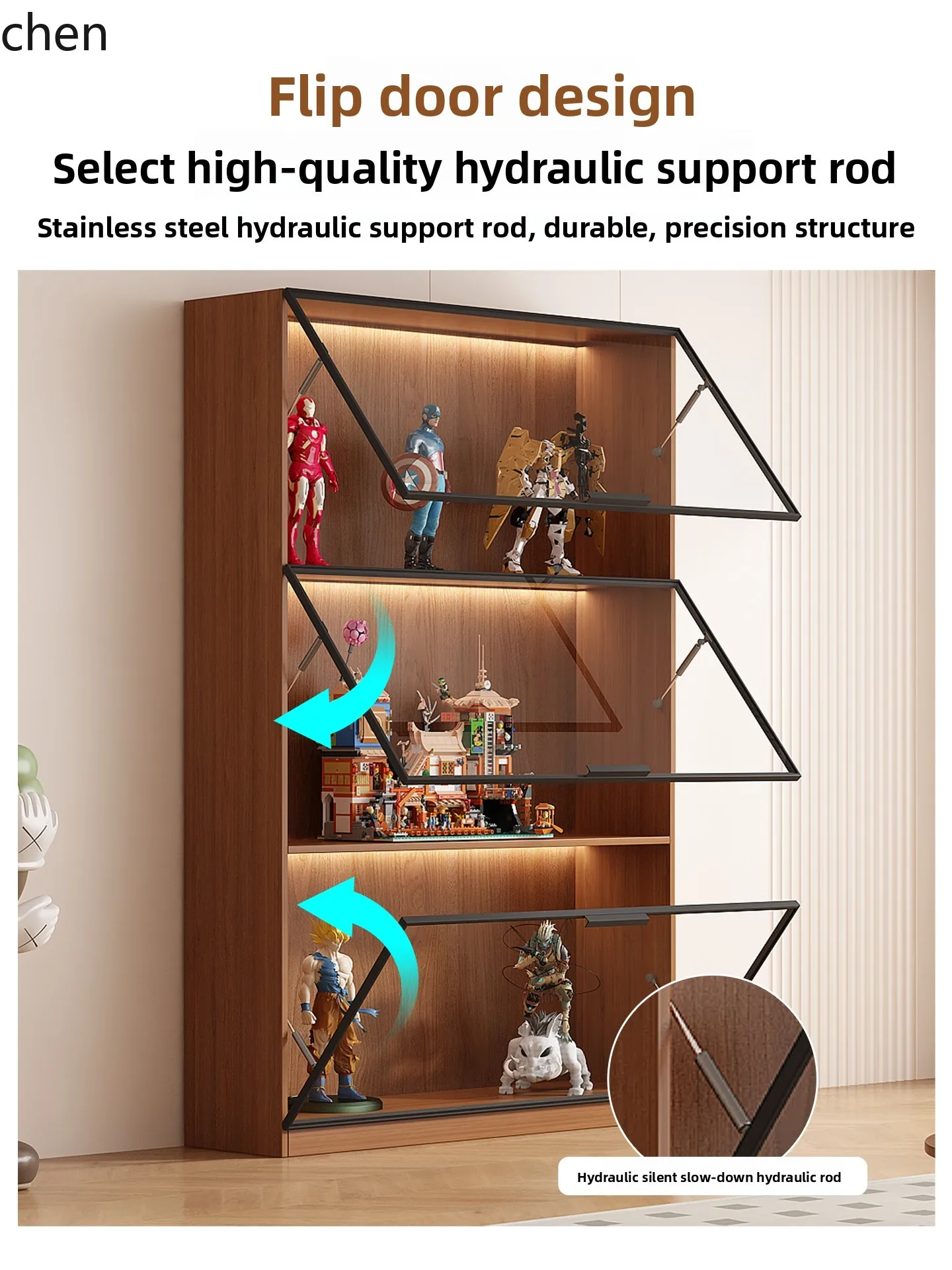 Display Cabinet with Glass Doors for Figurines, Building Blocks, Home Wine Cabinet, Living Room Blind Box Toys,