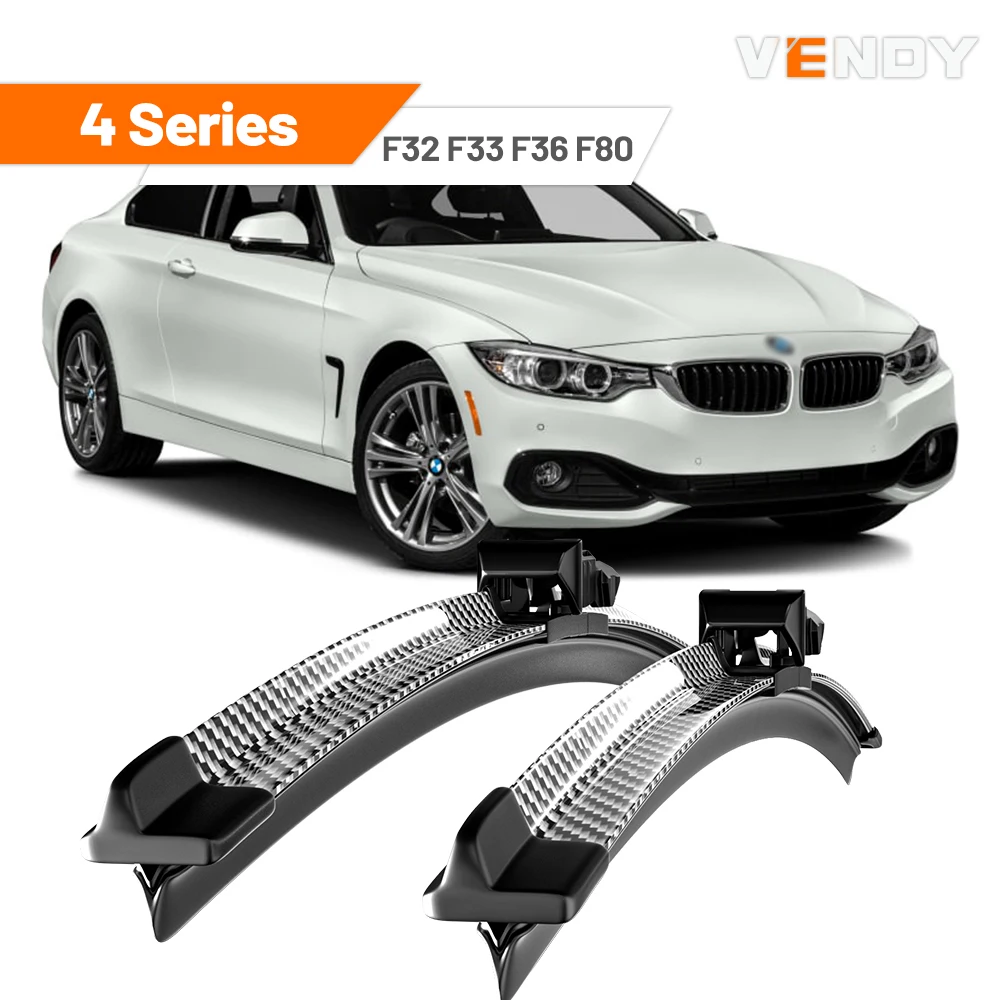 

For BMW 4 Series F32 F33 F36 F80 2013-2017 2014 2015 2016 2pcs Front Windshield Wiper Blades Windscreen Wipers Carbon Fibre&Blac