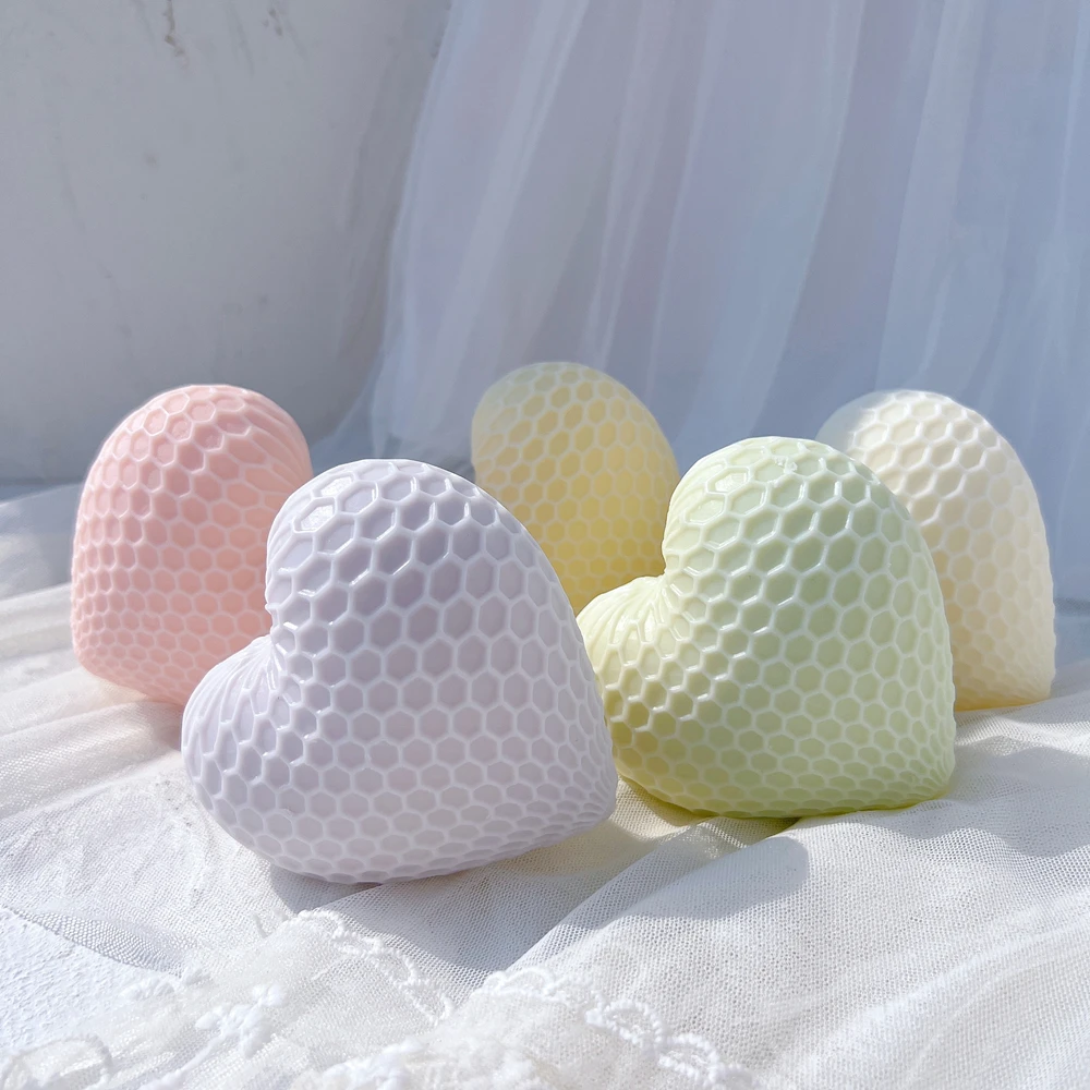 

Honeycomb Standing Heart Shaped Candle Mold Home Decor Wedding Gift Valentine's Day Gift idea Rose Floral Silicone Mold