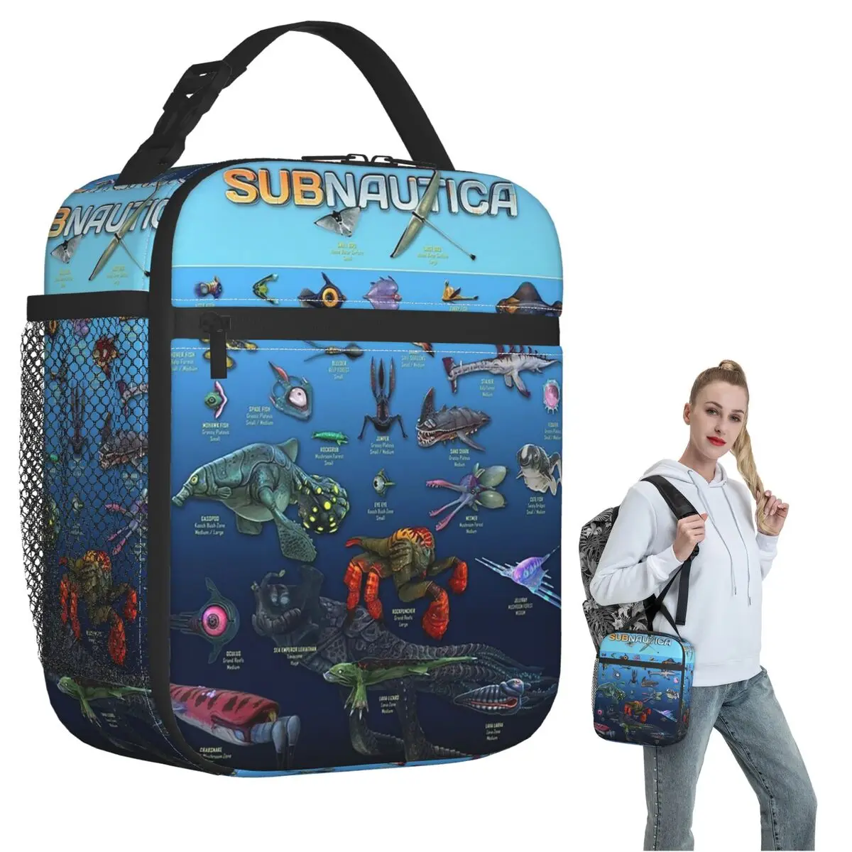 Cartoon Popular Funny Subnautica Below Zero Insulated Lunch Bag for Women Children Portable Food Boxes Thermal Lunch Box Tote