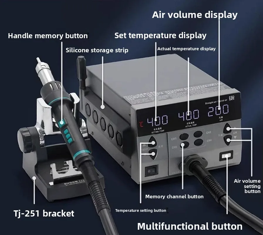 Digital Hot Air Rework Station 8630 PRO Desoldering Station, 4 Memory Channels for Phone Motherboard BGA Repair