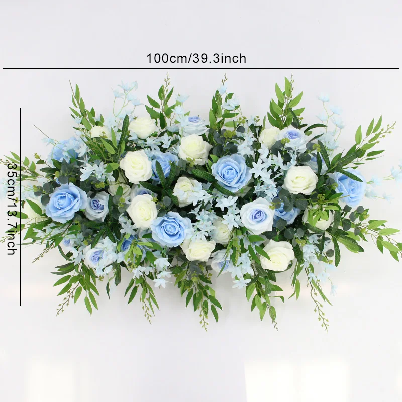 صف زهور اصطناعية لديكور قوس الزفاف، نباتات خضراء وردية بيضاء، تشكيلة زهور، عرض خلفية لمرحلة الحفلات، A7072 #4