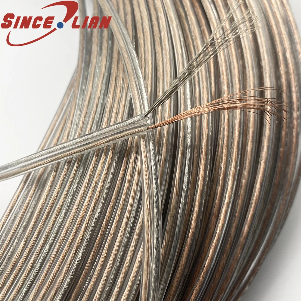 30 Meters UL2468 26 24 22 20AWG PVC Tinned Bare Copper Cord Gold and Silver Audio Speaker Cable 2468 Transparent Parallel Line