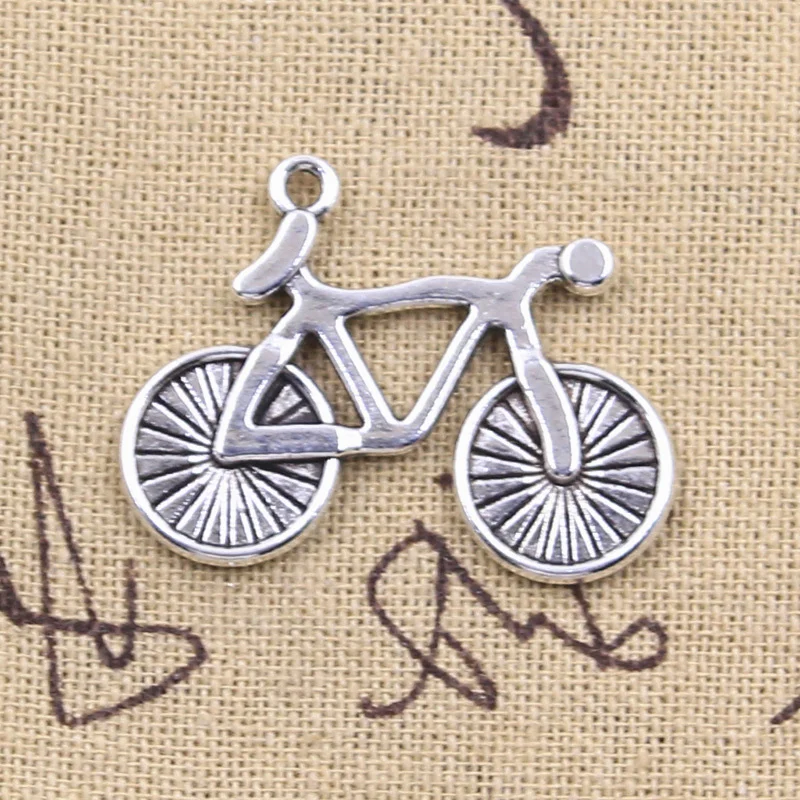 10pcs Charms Bike Bicycle 25x34mm Antique Silver Color Pendants DIY Crafts Making Findings Handmade Tibetan Jewelry