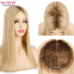 Toppers de pelo virgen de línea PE para mujer, cabello humano atado a mano, Topper para pérdida de cabello, Peluca de aspecto duradero y Natural, Color rubio