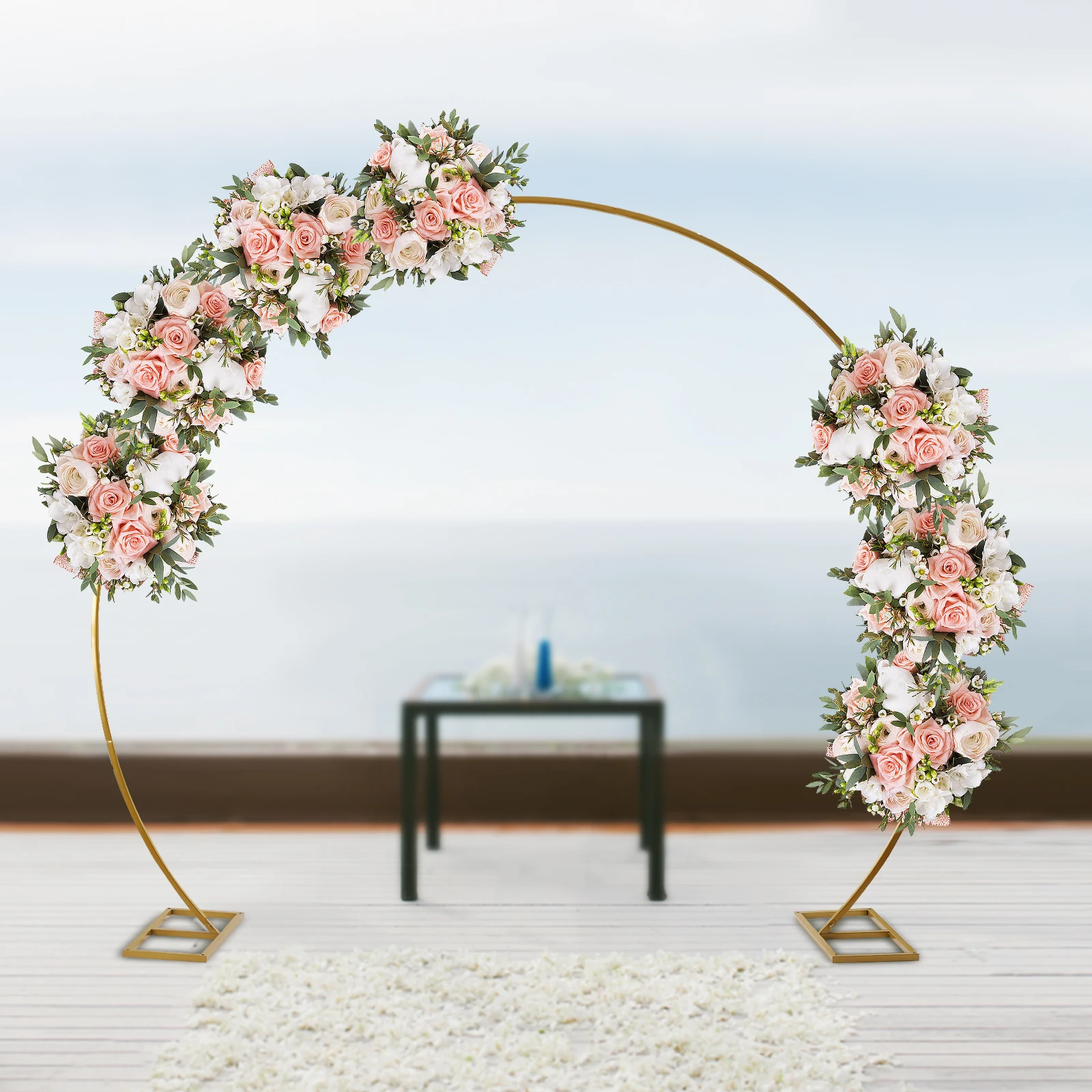 260cm Wedding Circle Arch Frame Flower Balloon Deco Round Archway Backdrop Stand Garden Flower Display Frame Wedding Party