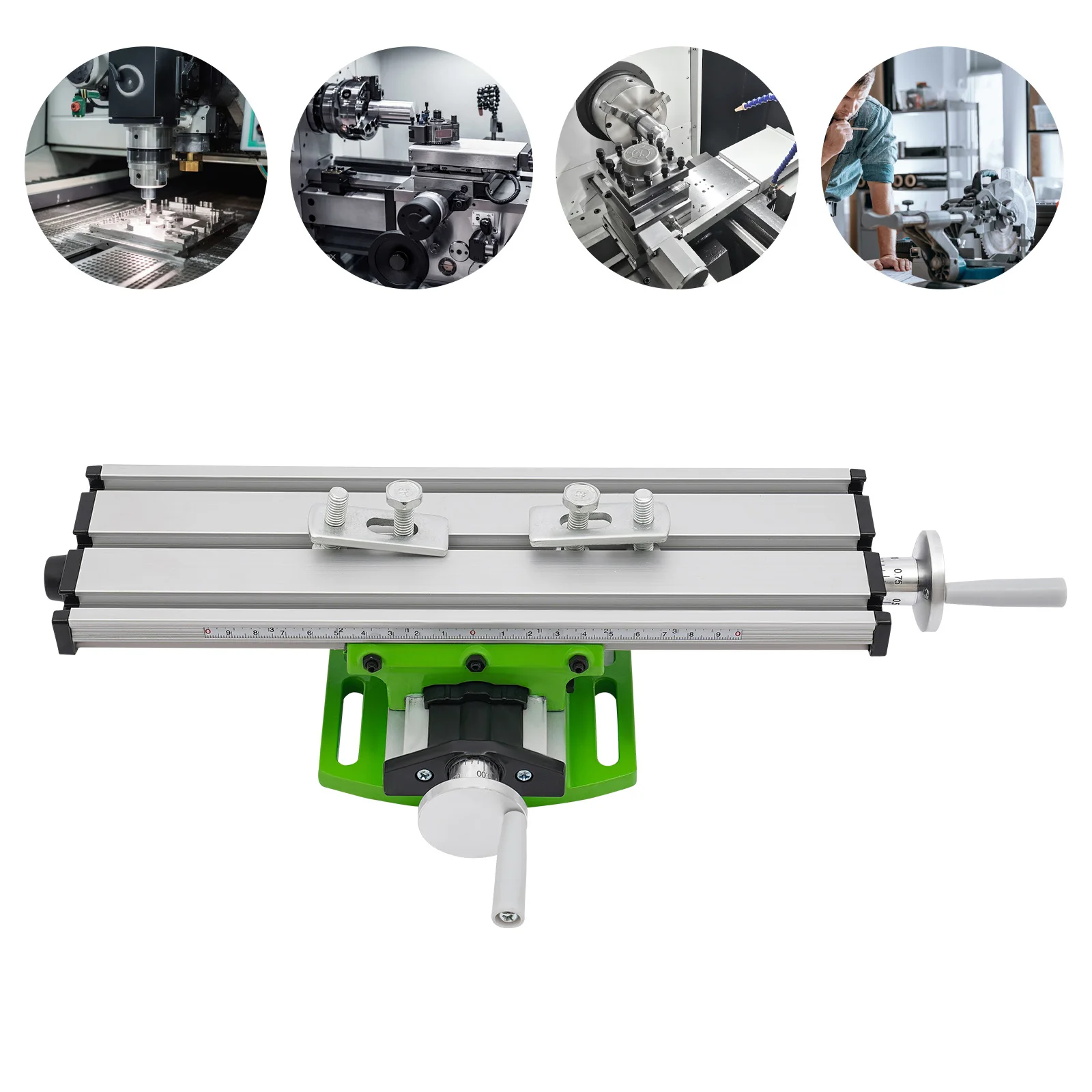 Worktable Mini Multifunction Milling Table Compound Kit Slide Desk Machine, Stable Base, Aluminum Tabletop