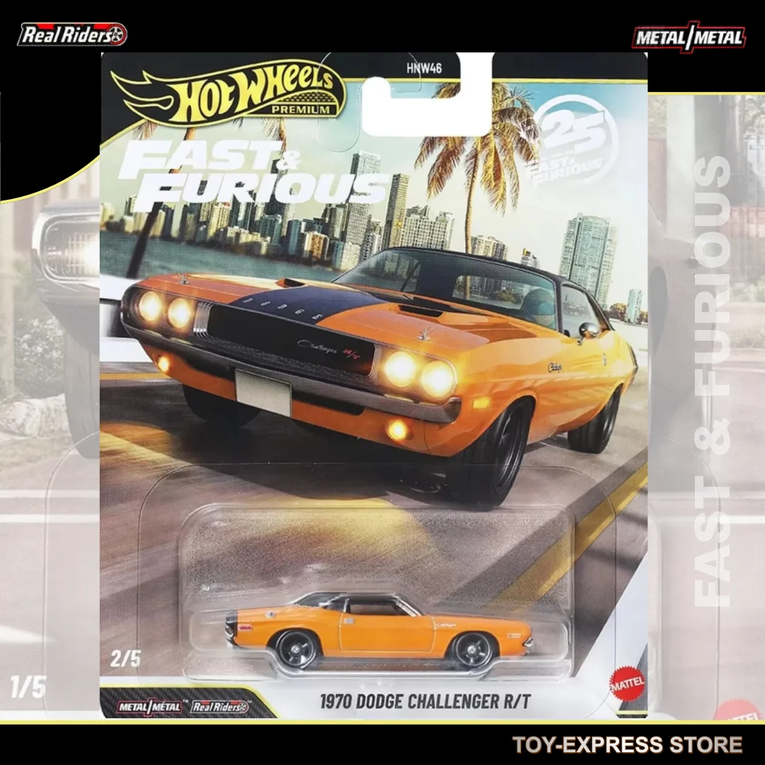 

Коллекционная модель автомобиля Hot Wheels Premium Fast & Furious 2026: Додж Челленджер R 1970 года, масштаб 1:64, игрушка для мальчиков