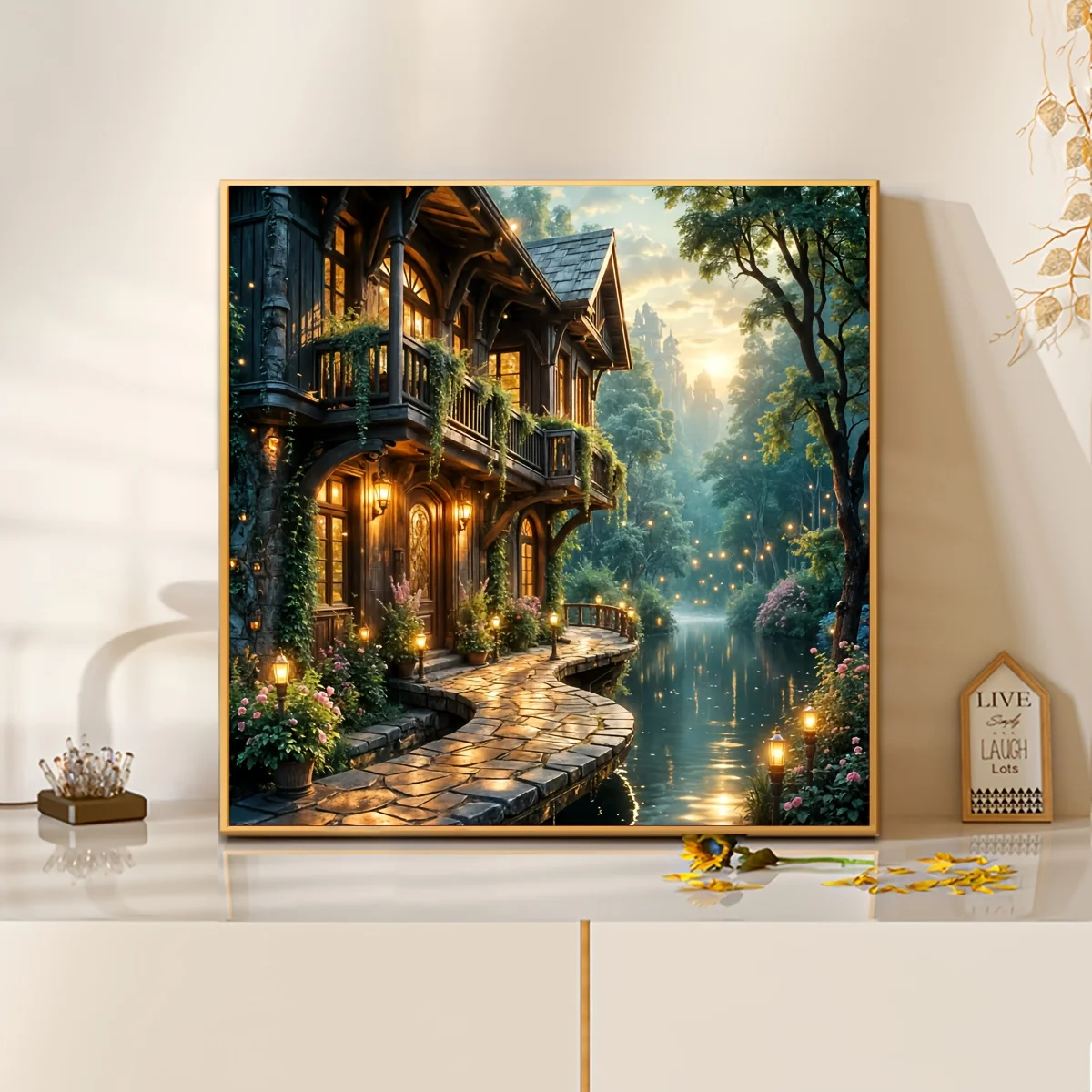 

500/1024PCS Jigsaw Puzzles Comfortable Riverside Cottage Puzzle Modern Home Decor Family Interactive Gift Birthday Gifts