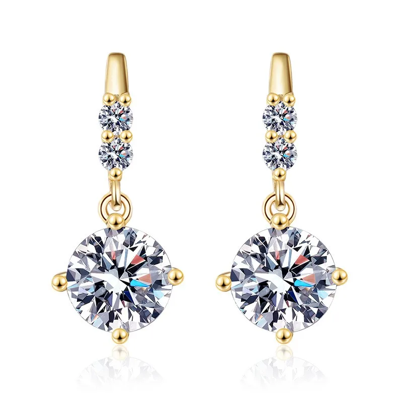 

E049 Lefei Fashion Trendy Classic Diamond-set Moissanite Round Tassel Earrings For Women Real s925 Sterling Silver Party Jewelry