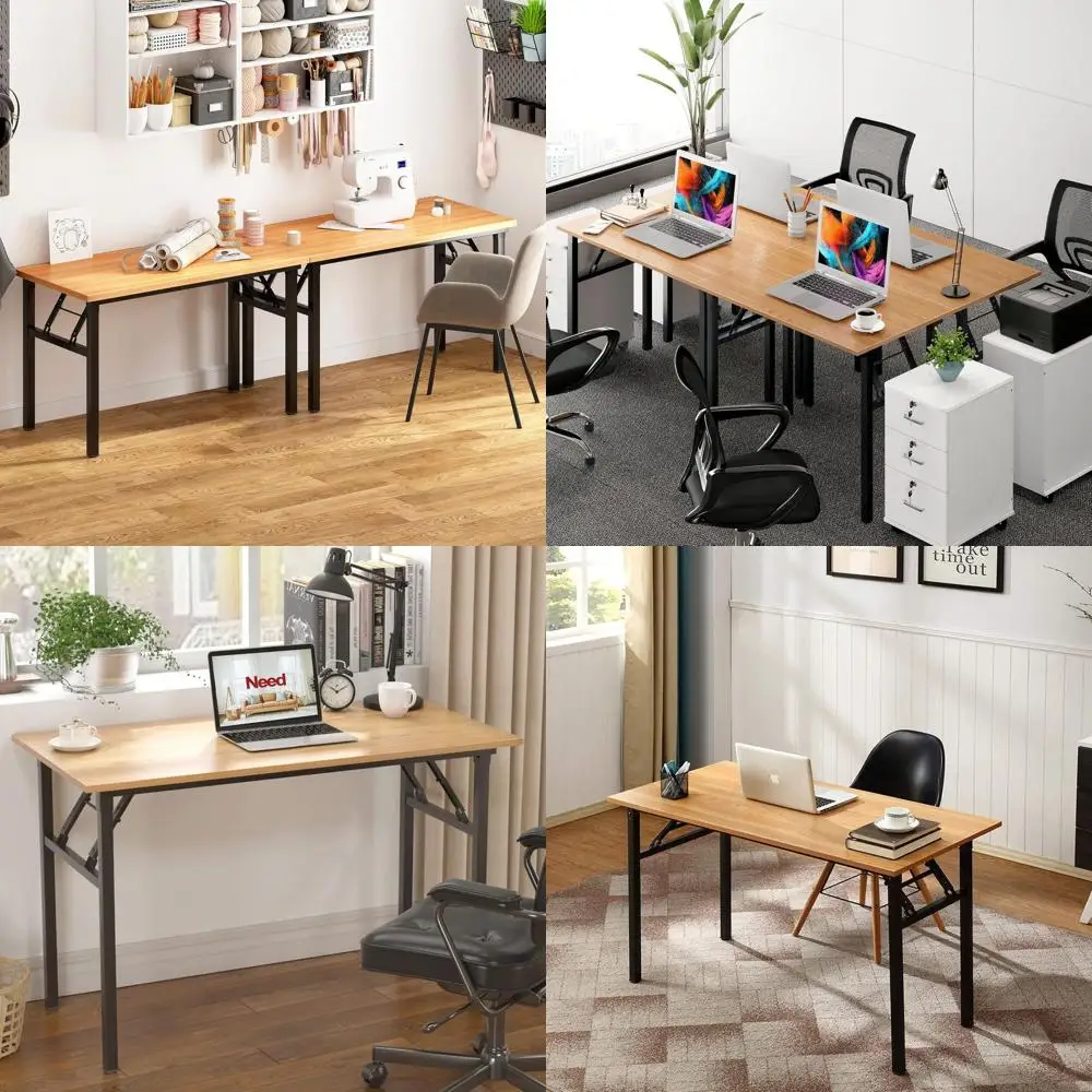 

Прочный складной стол для ноутбука 47,2 л — прочный письменный стол для домашнего офиса или шитья, простая установка, тик