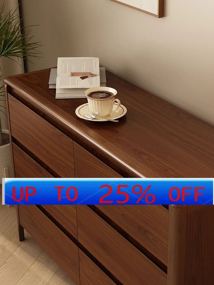 LMM solid wood six-bucket chest of drawers cabinet living room against the wall new Chinese storage bedroom bedside storage