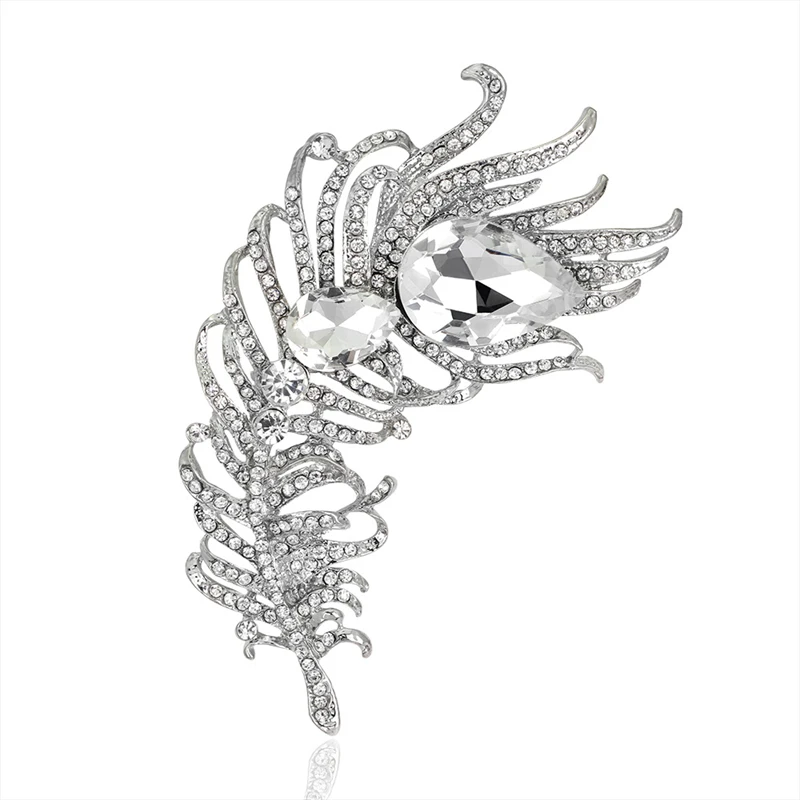 Large Size Vintage Luxury Multicolor Peacock Feather Brooch Advanced Crystal Rhinestones Brooches for Women Broche Femme Bijoux image 3