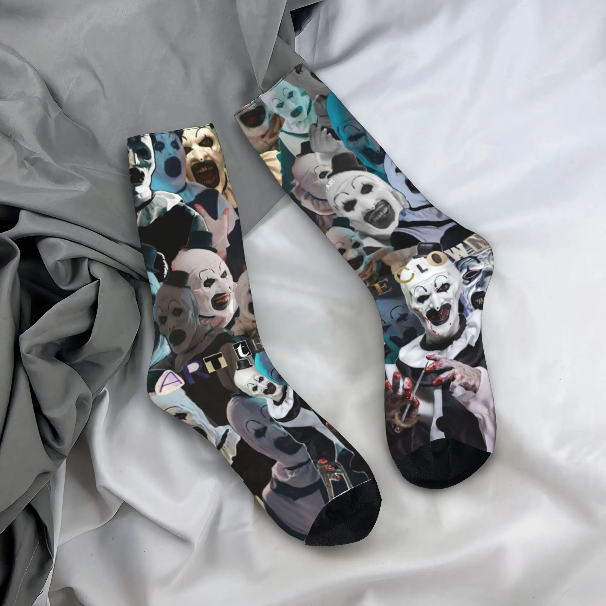 테리파이어 호러 콜라주 양말 미끄럼 방지 스타킹 남성용 편안한 야외 양말 겨울 레저 프린트 양말