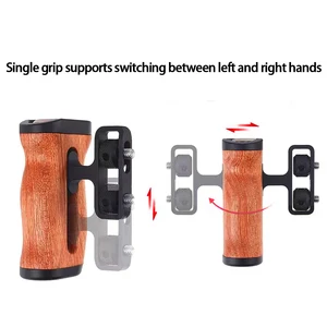 DSLRユニバーサルカメラソニーキャノンニコンカメラケージ木製ハンドルグリップコールドシューズ用マイクビデオライト 8ベストセールスキヤノン6Dケージ-4