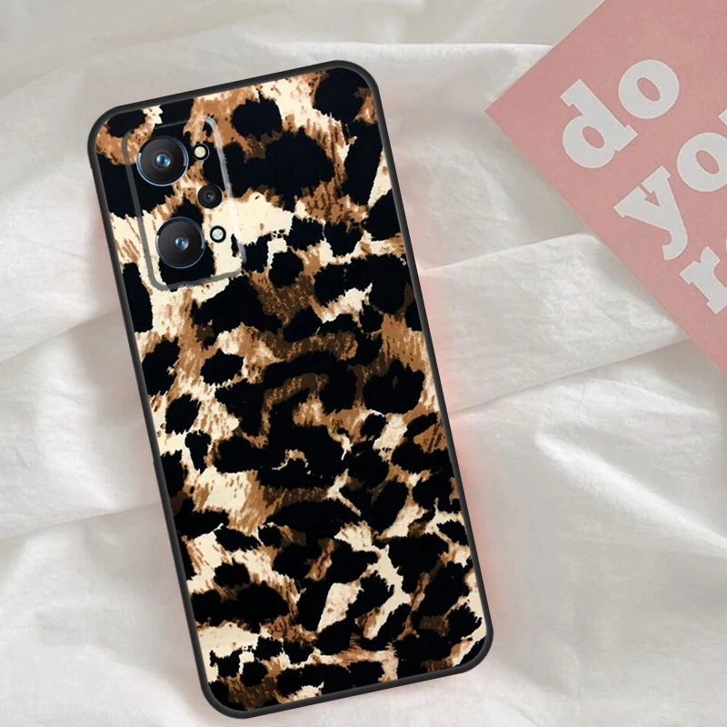 Tan Leopard For Realme C30 C31 C33 C35 C55 C21Y GT Neo 5 3T 2T OnePlus 11 10 9 Pro Nord CE 3 2 Lite Case