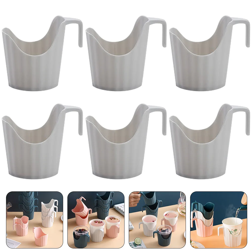 

6pcs Anti-scalding Cup Holders Premium Plastic Smooth Corners Hot Drinks Home Office Party Cafe Suitable Paper Cups Cup Stand