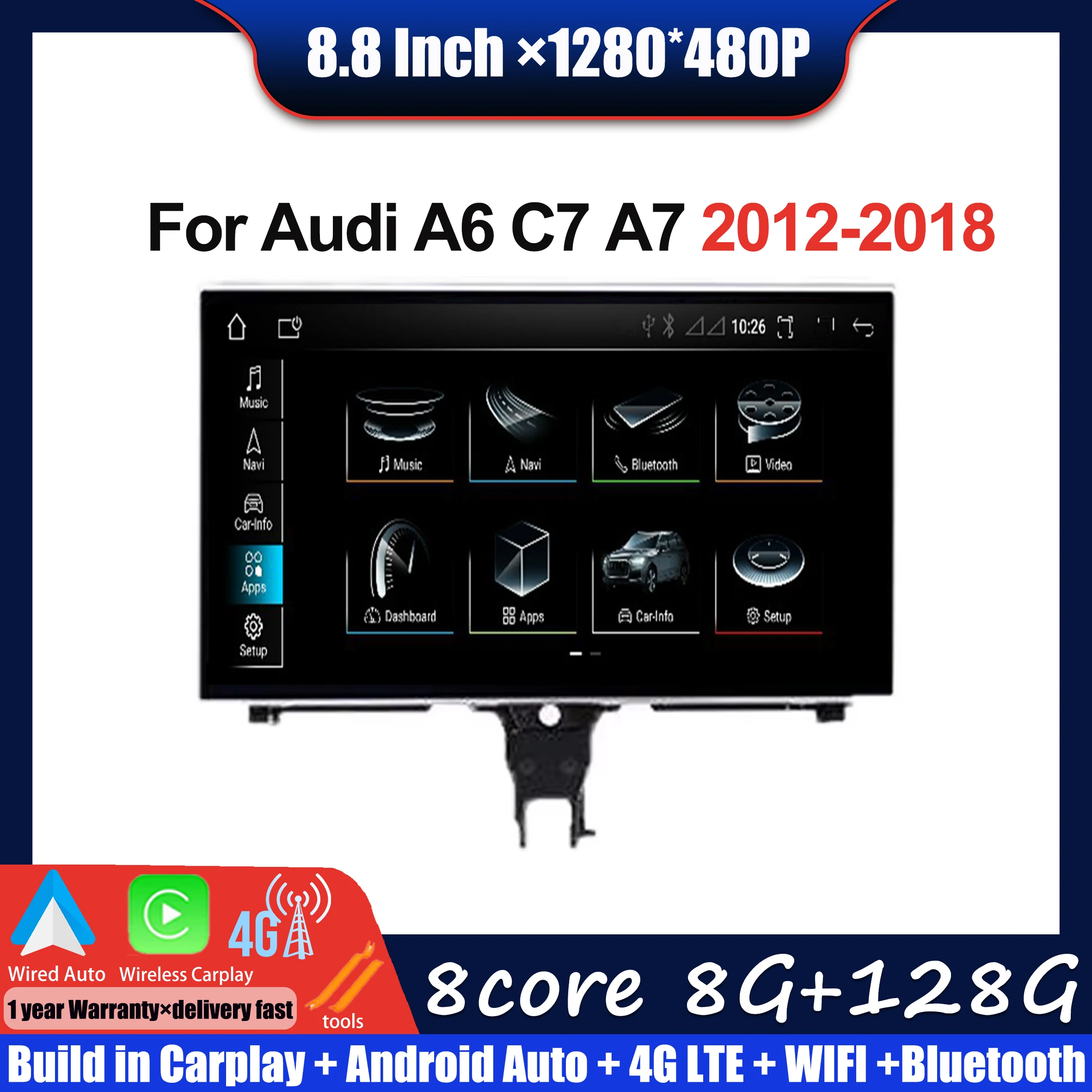 

9 Inch For Audi A6 C7 A7 2012-2018 Touch Screen IPS Android 14 Auto Carplay Monitors Stereo Speacker Radio Multimedia Player