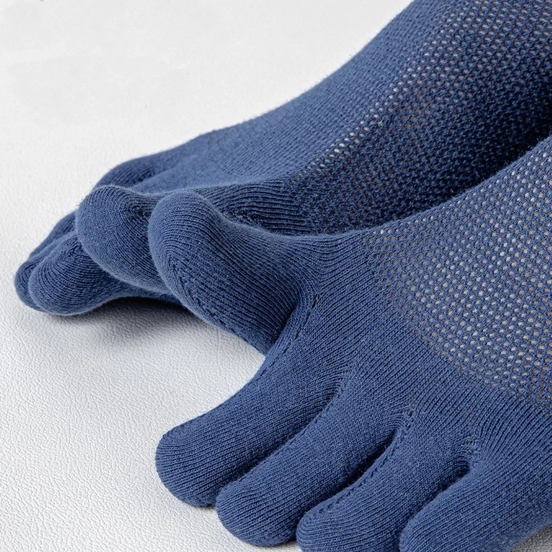 Summer Man Toe Socks Invisible Cotton Solid Mesh Breathable Sweat-Absorbing Non-Slip Thin Shallow Mouth 5 Finger No Show Socks